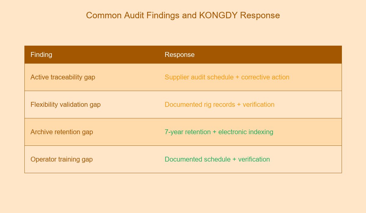 Common Audit Findings and KONGDY Response
